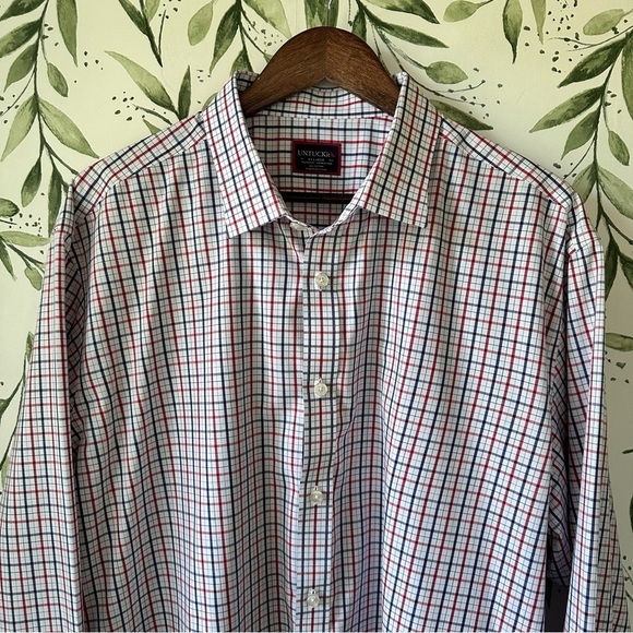Untuckit Cotton Button Down Shirt. Red/White/Blue. XXL. - Picture 1 of 7